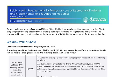 Public Health Requirements for Temporary Use of Recreational Vehicles and Mobile Homes on Fire Affected Properties image