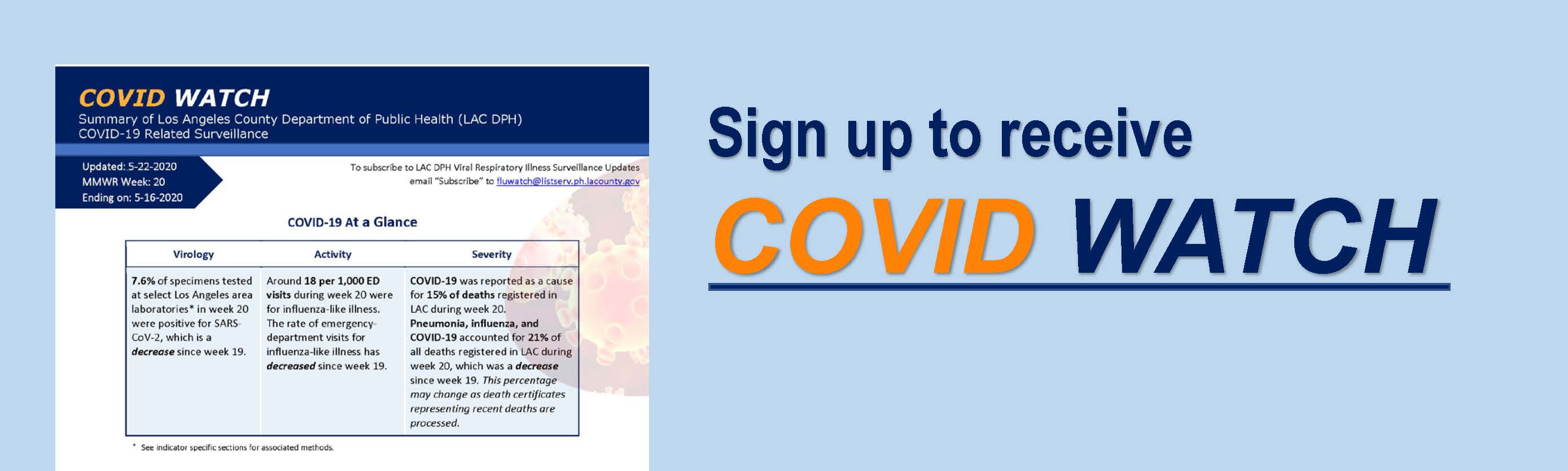 Sign up for COVID Watch