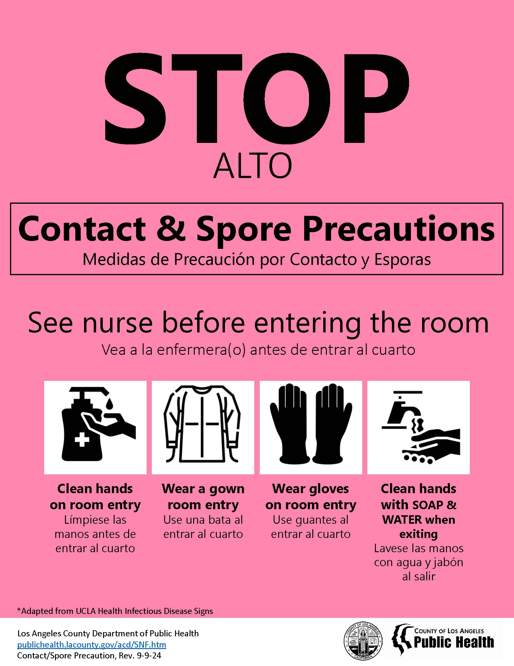 Contact Spore Precautions