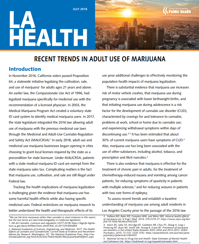 Front page of cannabis health brief