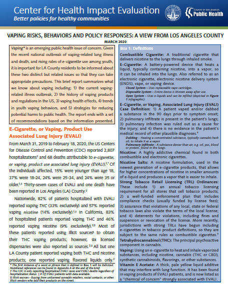 Front page of issue brief
