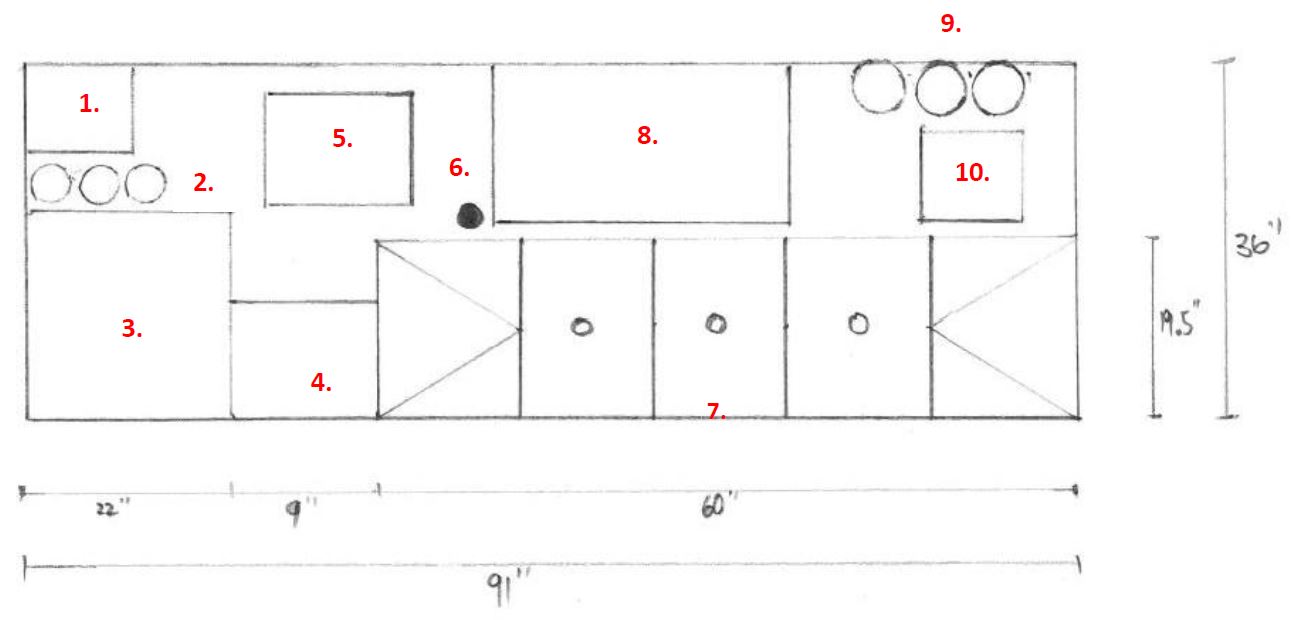 Example diagram of top side view of CMFO