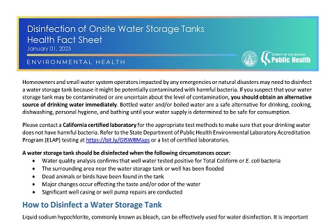 Disinfection of Onsite Water Storage Tanks Flyer