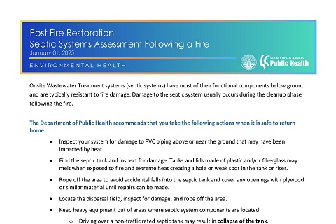 Septic Systems assessment after a fire Flyer