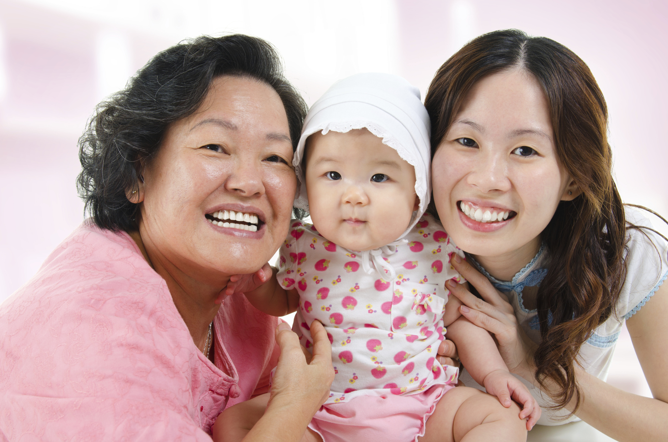 Three generation family photo of Asian females