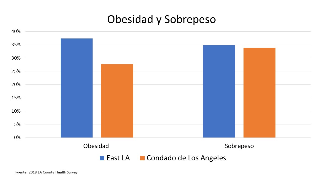 Graph displaying rates of obesity in East Los Angeles versus LA County