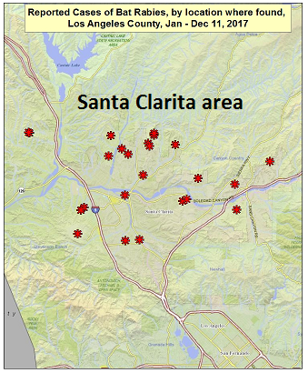 2017 map rabid bats in Santa Clarita